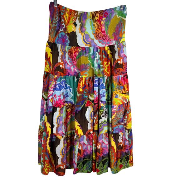 Lauren Ralph Lauren Floral Print Tiered Maxi Skirt M Lined - Picture 13 of 16